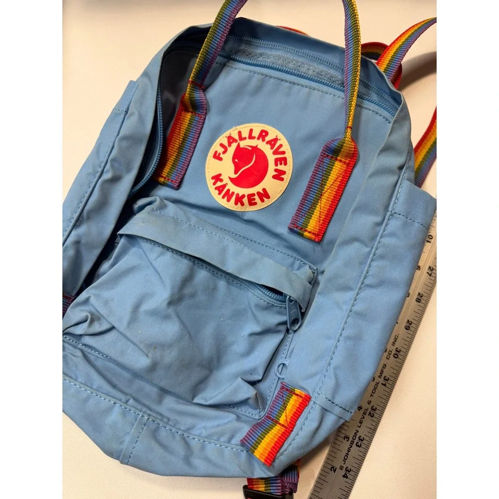 Fjallraven Kanken Rainbow Mini Backpack Sky Blue 132540 Lightweight Travel Bag